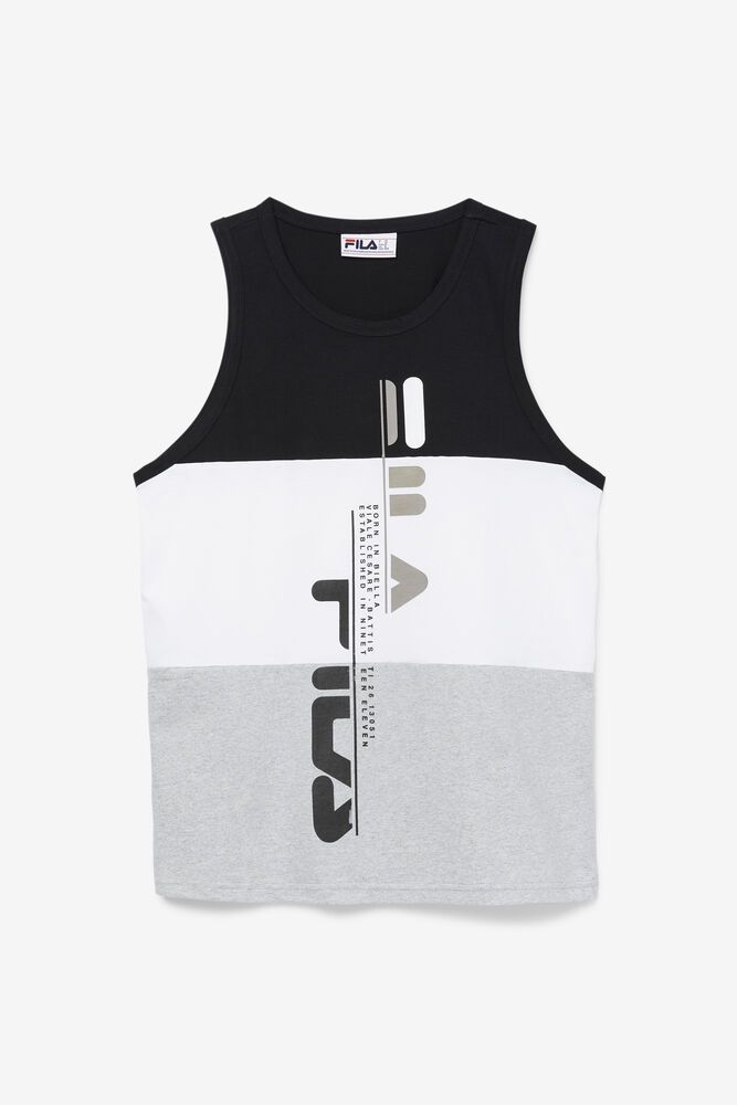 Fila T-Shirt Alf Tank Mens Black/White/Grey - India OQY-795423